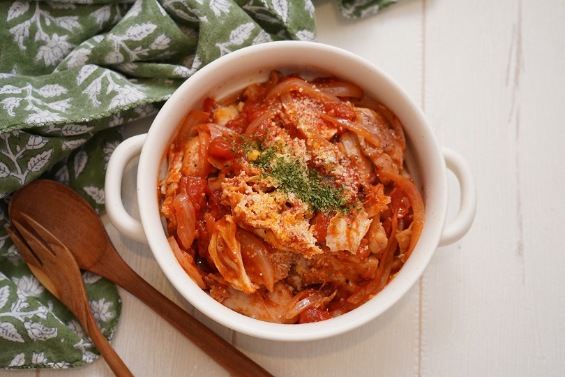 育菌レシピ 乾燥はなびら茸と鶏肉のトマト煮