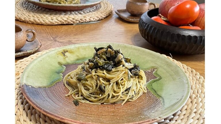 葱(ねぎ)と国産海苔の和風パスタレシピ【YOKOHAMADry乾燥野菜農福連携】-1
